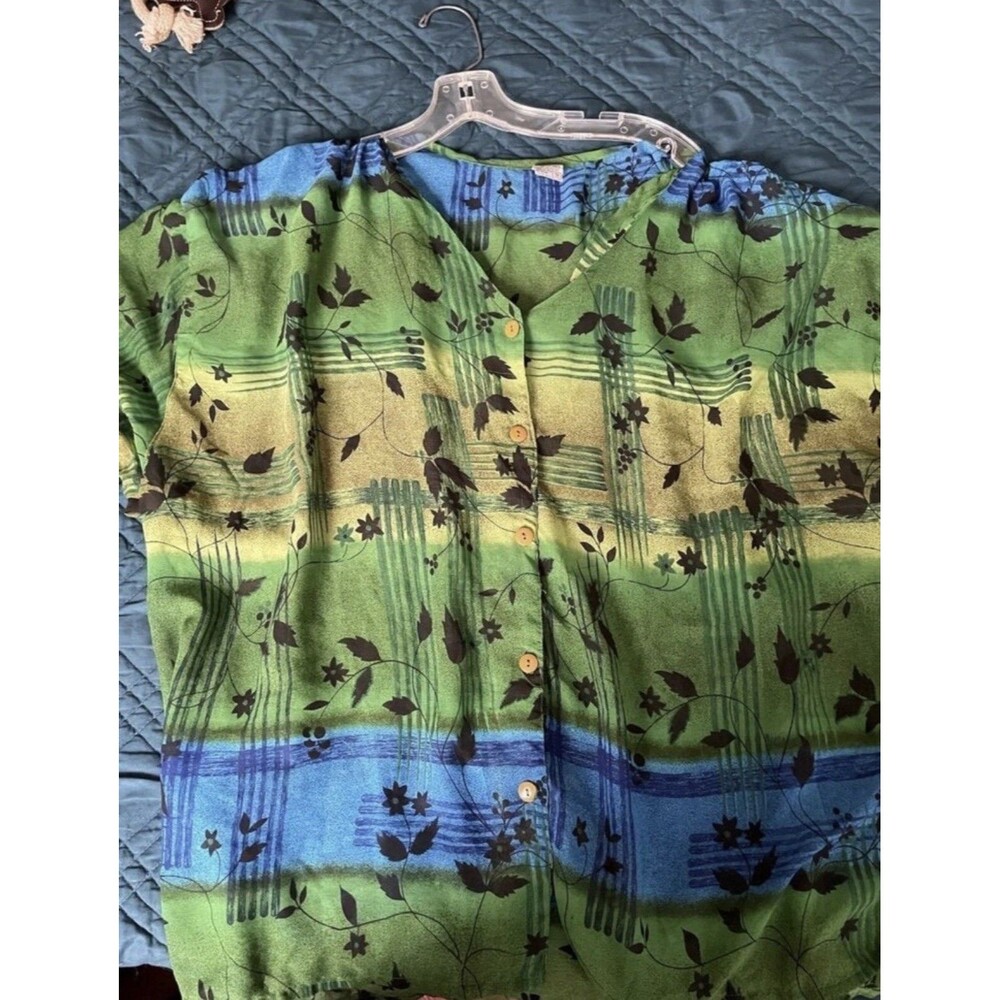 Erika Brooke Super Plus Size 56 Women’s Button Front Blouse 4x 65” Bust 30” L